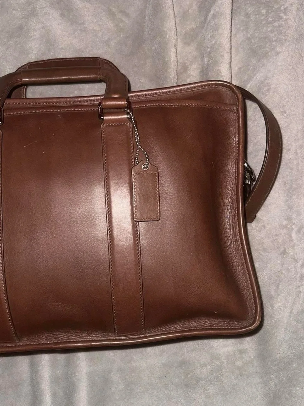 Coach Brown Leather Briefcase with Detachable Strap